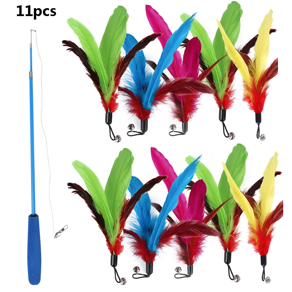 Набор игрушек для кошек из 11 предметов забавная палочка с пером набор гусеничной