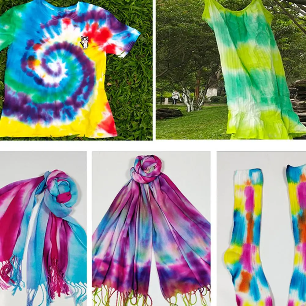 

131PCS Tie-dye Kit T-Shirt Fabric Tie-dye Tools Kits With Wood Chips Rubber Bands Gloves Aprons Tools Tie-dye Kit For Kids Adult