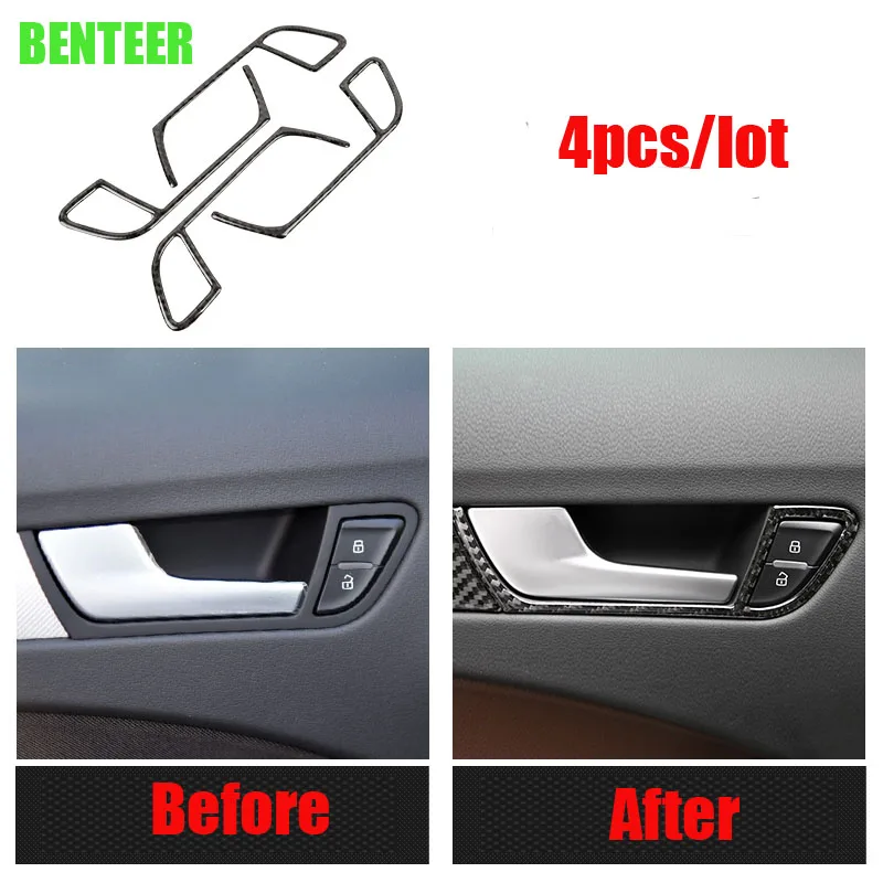 

4pcs/lot Real carbon fiber car interior door decoration sticker for audi A4 A5