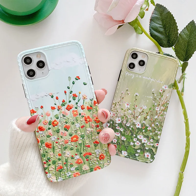 

Lotus Flower Case For iPhone 6 7 8 Plus X XR XS Max 3D Relief Rose Floral Phone 11 Pro TPU Cover