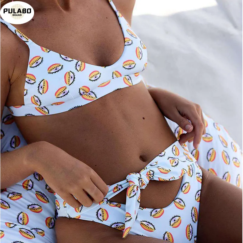 

Пикантные дизайнерские купальные костюмы, пляжная одежда из двух предметов, женский купальник с принтом, комплект бикини пуш-ап 2021, высокок...