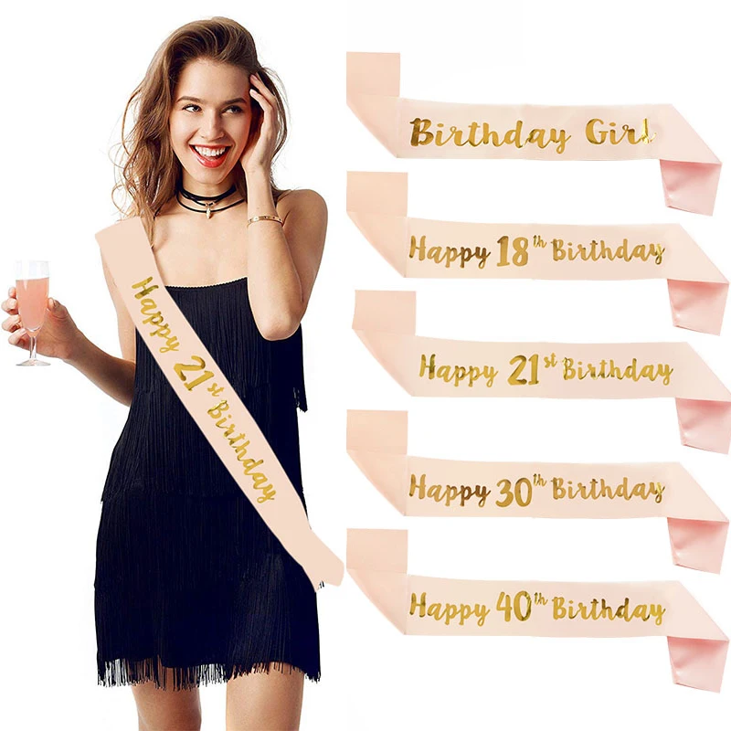 

18/21/30/40/50/60th Happy Birthday Sash Latex Foil Balloon Crystal Birthday Crown For Adult Birthday Anniversary Party Decoratio