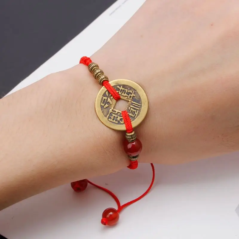 Feng Shui I Ching Ancient Coin Kabbalah Red String Attarct Luck Wealth браслеты | Украшения и аксессуары
