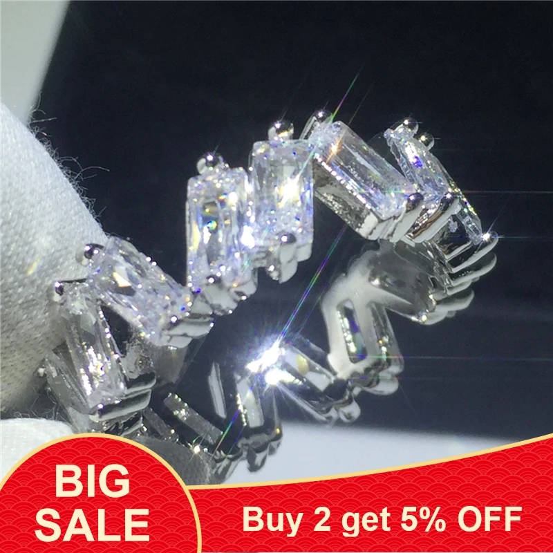 Модное кольцо из стерлингового серебра 925 пробы продолговатое AAAAA с кубическим