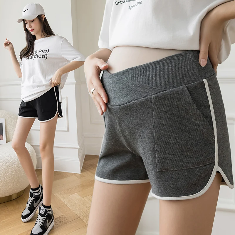 

636# Summer Cotton Maternity Casual Shorts Hot Adjustable Belly Clothes for Pregnant Women Loose Pregnancy Home Sleep Lounge