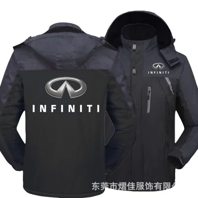 

Winter Jacket Men for Infiniti car logo Thick Velvet Warm Coat Male Windproof Hooded Outwear Casual Mountaineering Overcoat