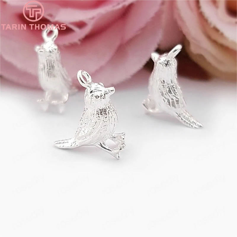 Латунные подвески в виде птиц с покрытием 24 каратным золотом 6 шт. 9 х13 мм