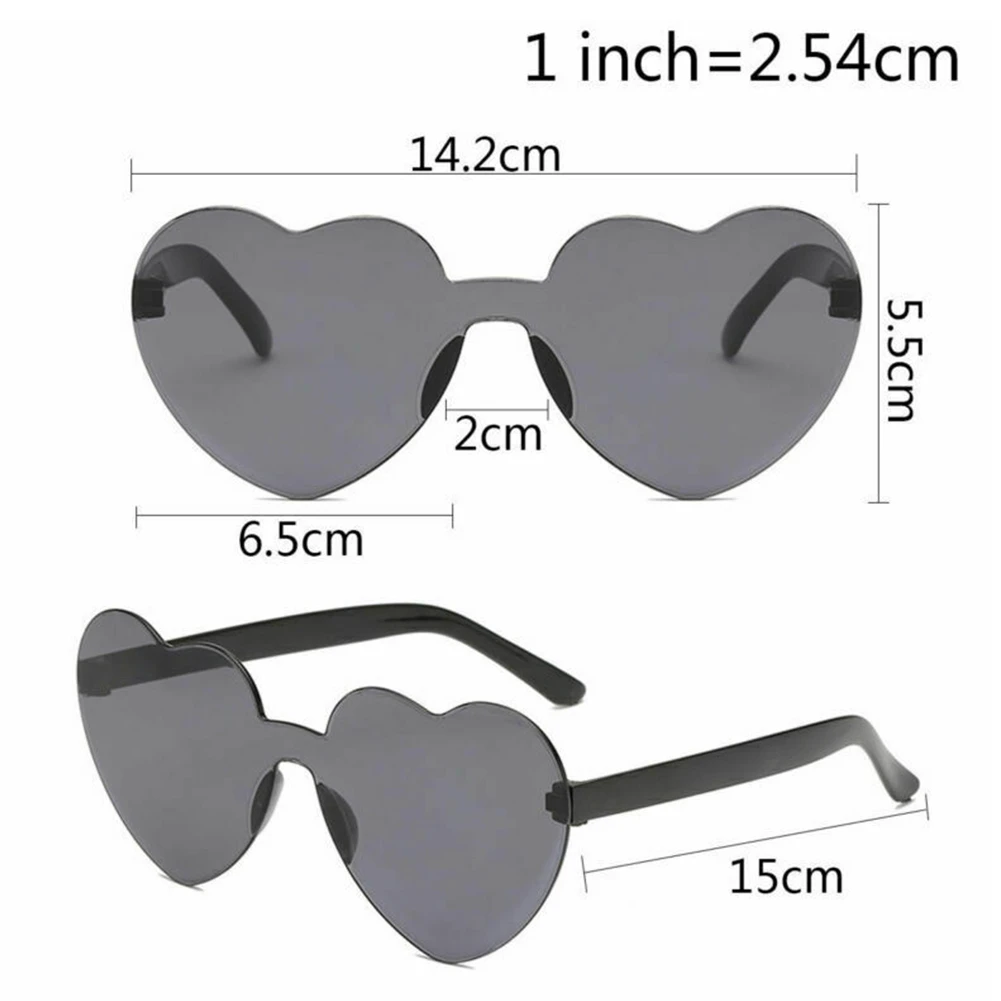 Модные милые сексуальные ретро солнцезащитные очки без оправы с сердечками