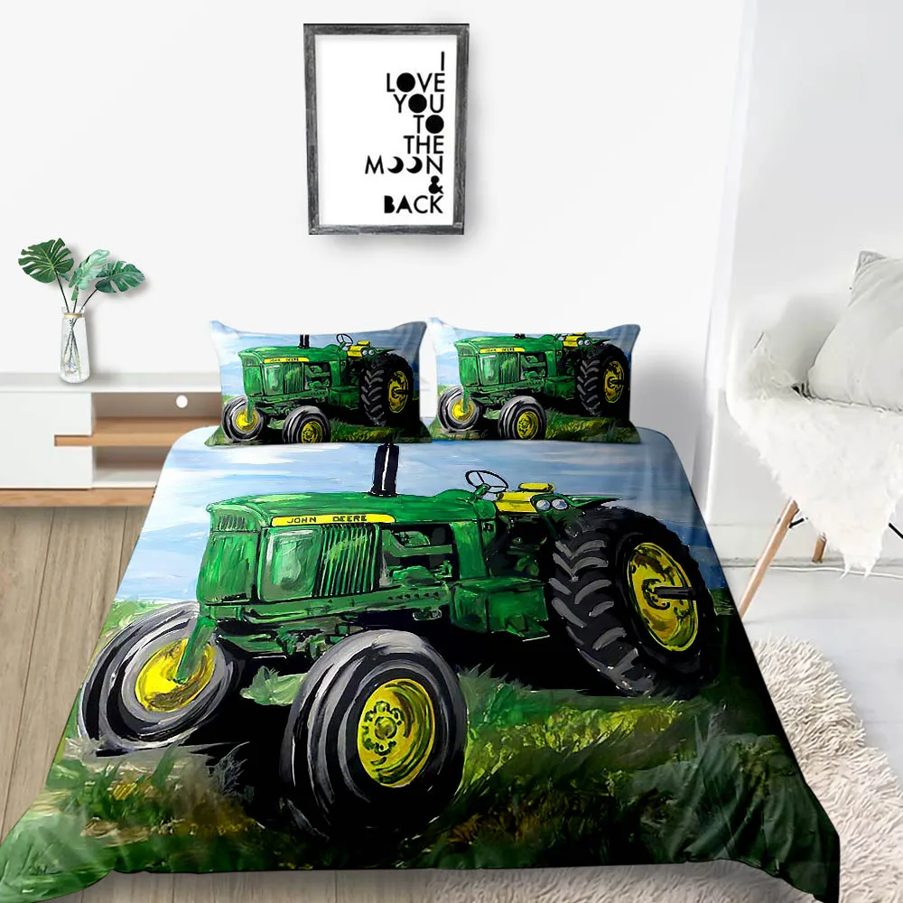 

Cartoon Bedding Set Tractor Fashionable Soft Artistic Duvet Cover Queen King Twin Full Single Double Unique Design Bed Set