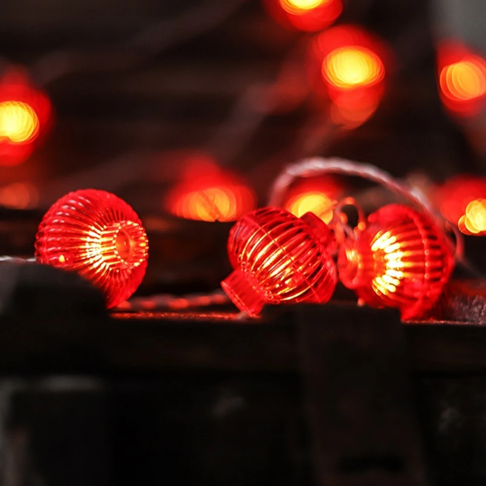 

48LED Lantern LED String Lights 3x0.8m Red Chinese New Year Spring Festival Lamp for Cafe Restaurant Exquisite Ornaments
