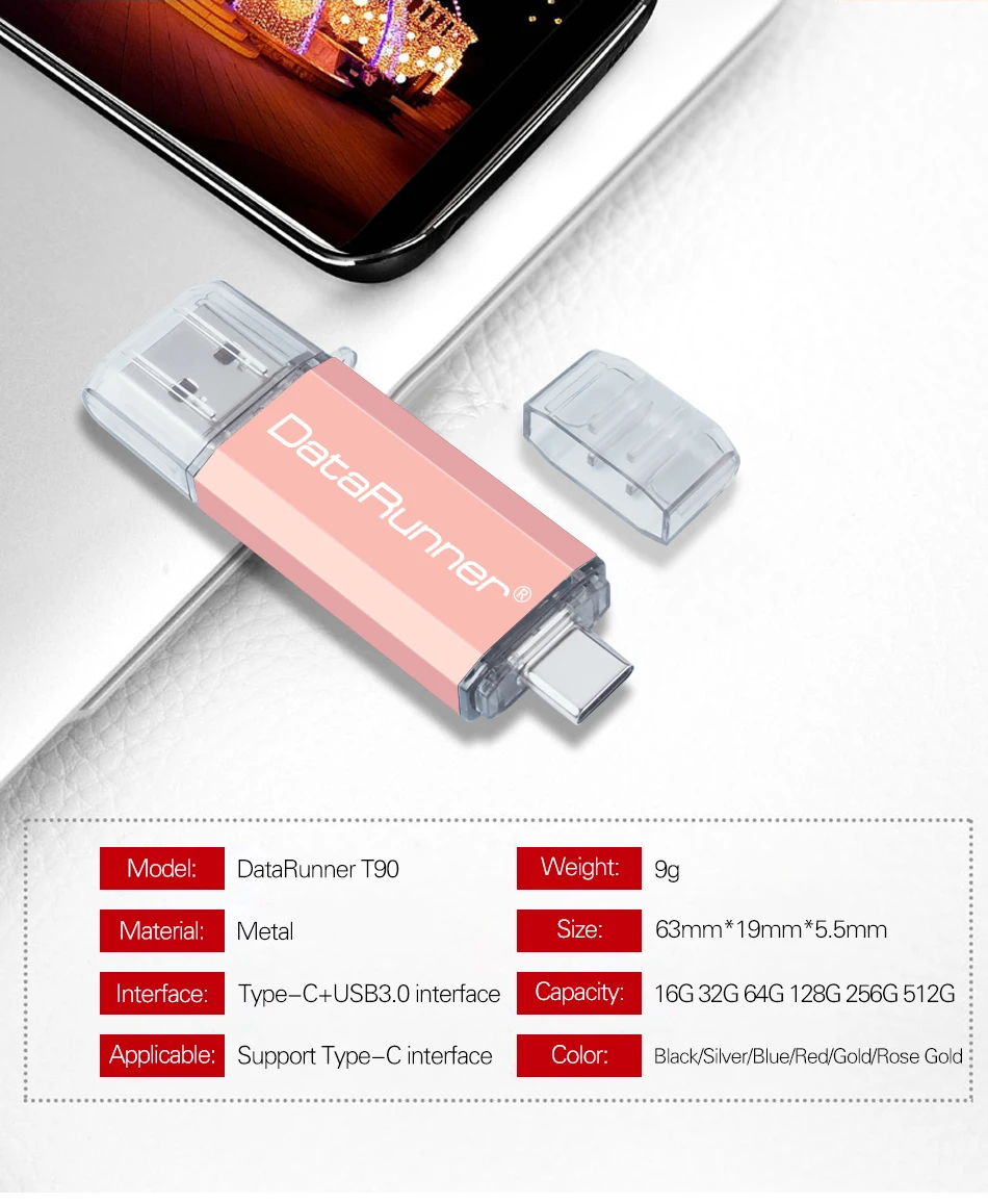 usb флеш-накопитель DataRunner 3,0 type C, 128 ГБ, OTG флеш-накопитель, 32 ГБ, 64 ГБ, 256 ГБ, флешка, 512 ГБ, USB флешка для мобильных устройств type-C/ПК