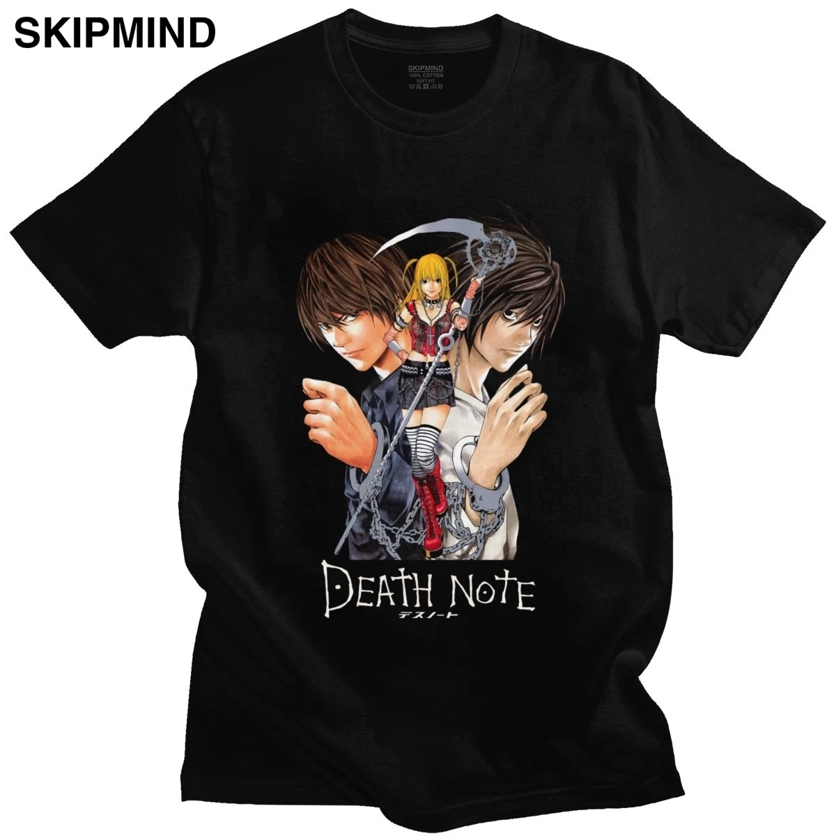 

Classic Japan Anime Yagami Misa And Lawliet T Shirt Men Short Sleeved Manga Death Note T-shirt 100% Cotton Regular Fit Tee Tops