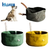 hldhxm folding dog food cloth bag pet bow travel portable container feeder dish for cats canvas water bowl for pet container