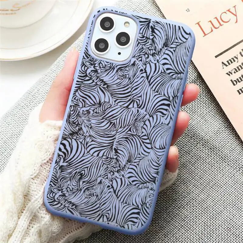 

zebra stripes pattern Animal printing brand Phone Case Candy Color for iPhone 11 12 mini pro XS MAX 8 7 6 6S Plus X SE 2020 XR