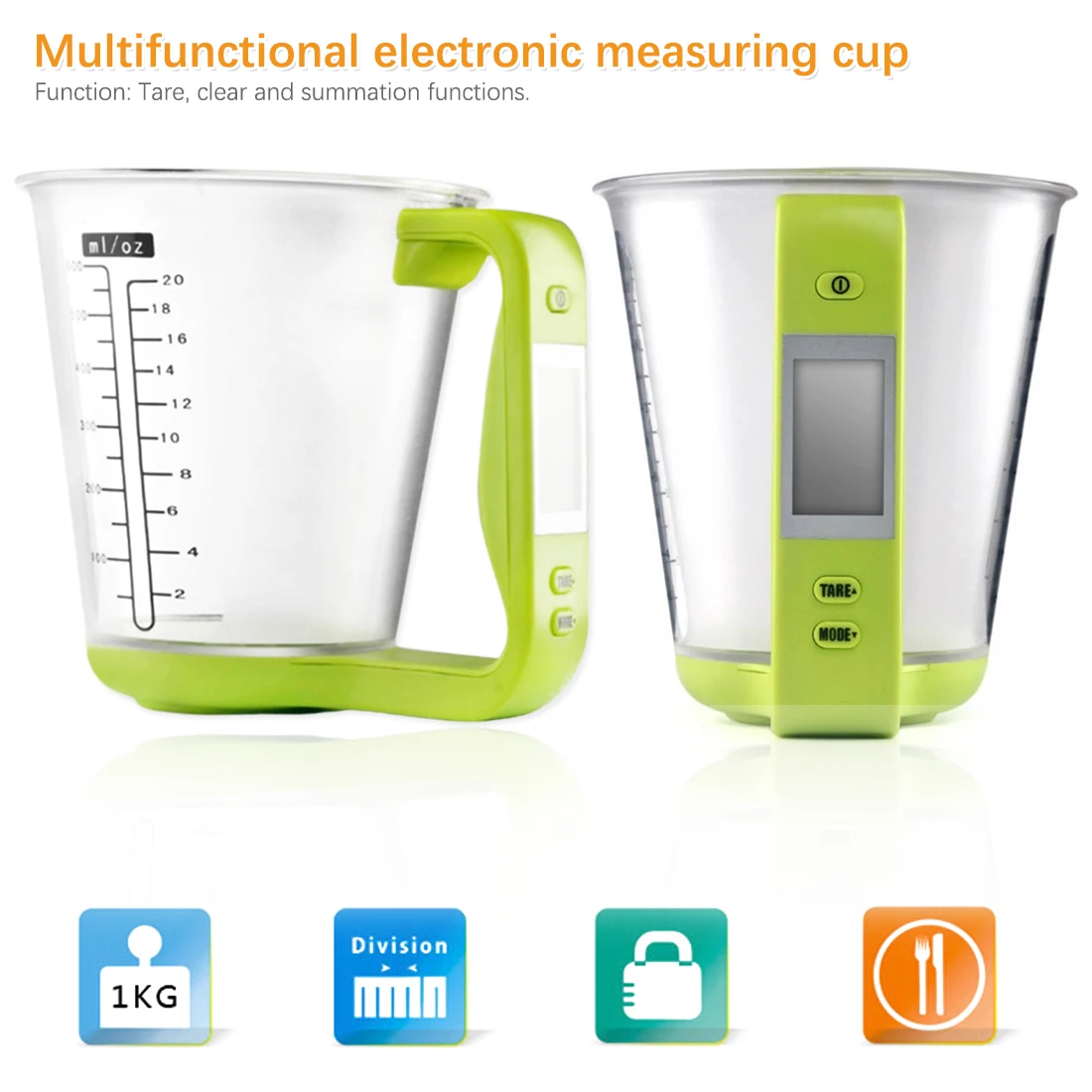 

1000g Measuring Cup Kitchen Scales Digital Beaker Libra Electronic Tool Scale with LCD Display Temperature High capacity