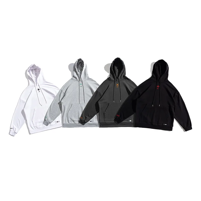 

Sweater men's tide brand embroidery hoodie solid color basic loose hooded casual men's spring 2021 spring new