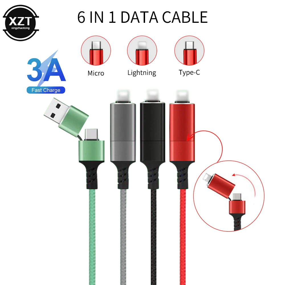 USB C кабель 6 в 1 для Micro Type мобильный телефон зарядный samsung note 9 10 8 One Plus 7 Pro зарядки и