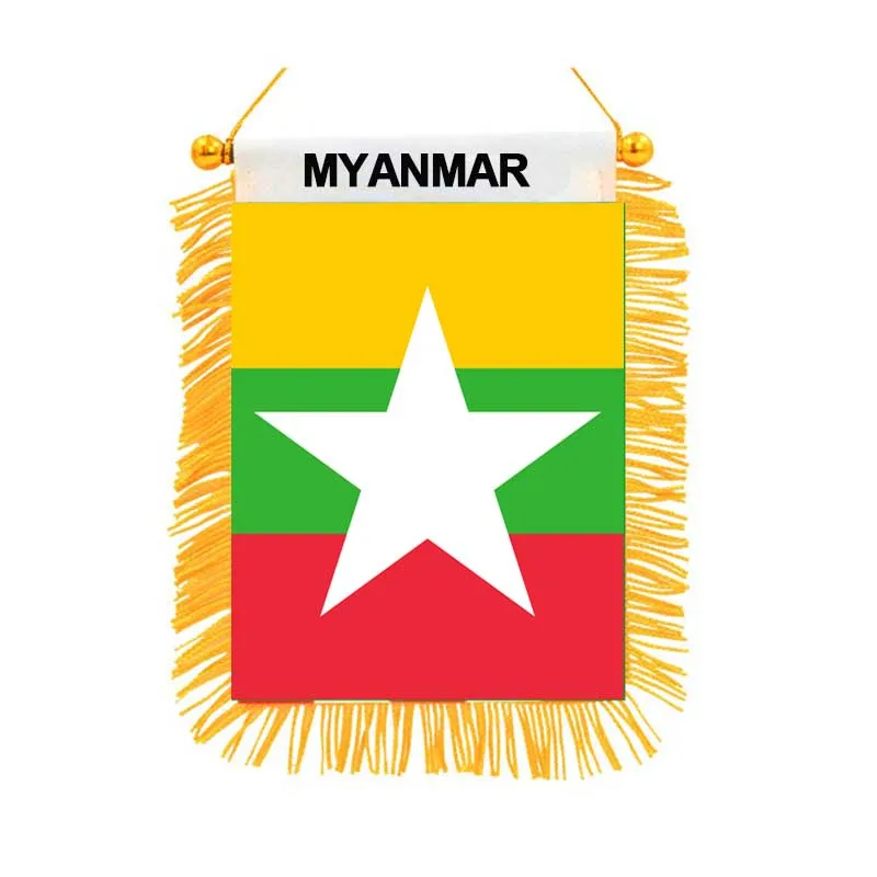 

MYANMAR Double Sided Black-out Mini Flags High Quality Printed National Flags Home Decor