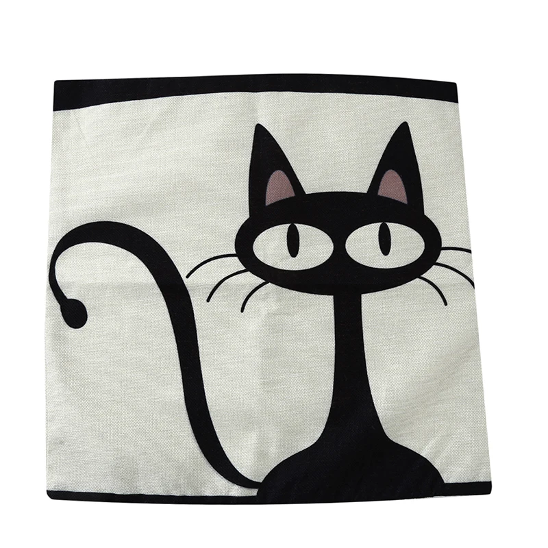 

Cartoon Cute Kitten Creative Art Linen Cushion Covers Home Cute Animal Decoration Pillow Case Sofa Pillowcase 45*45cm Classic