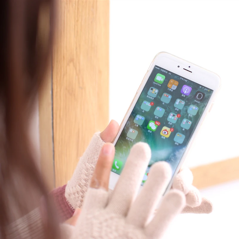 Hot Sale Knitted Gloves 2 Finger Cut Women Men Thick Warm Winter Fingerless Mittens Female Stretch Crochet Wool Write guantes | Аксессуары