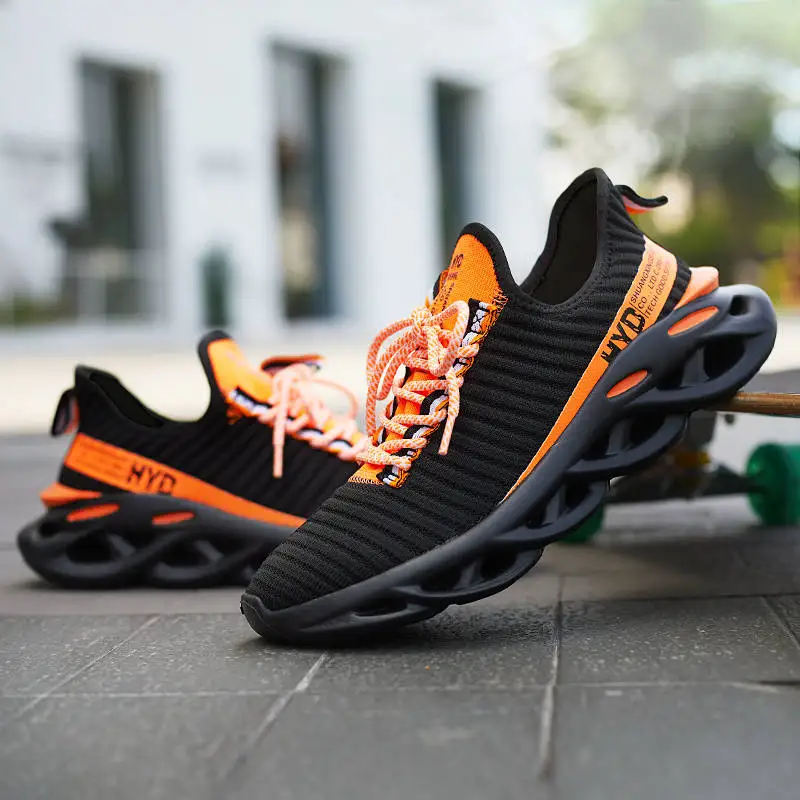 Spring Summer Outdoor Black Men's Running Shoes Knit Comfort Sock Blade Sneakers Men Gym Shoes Lightweght Athletic Shoes Women