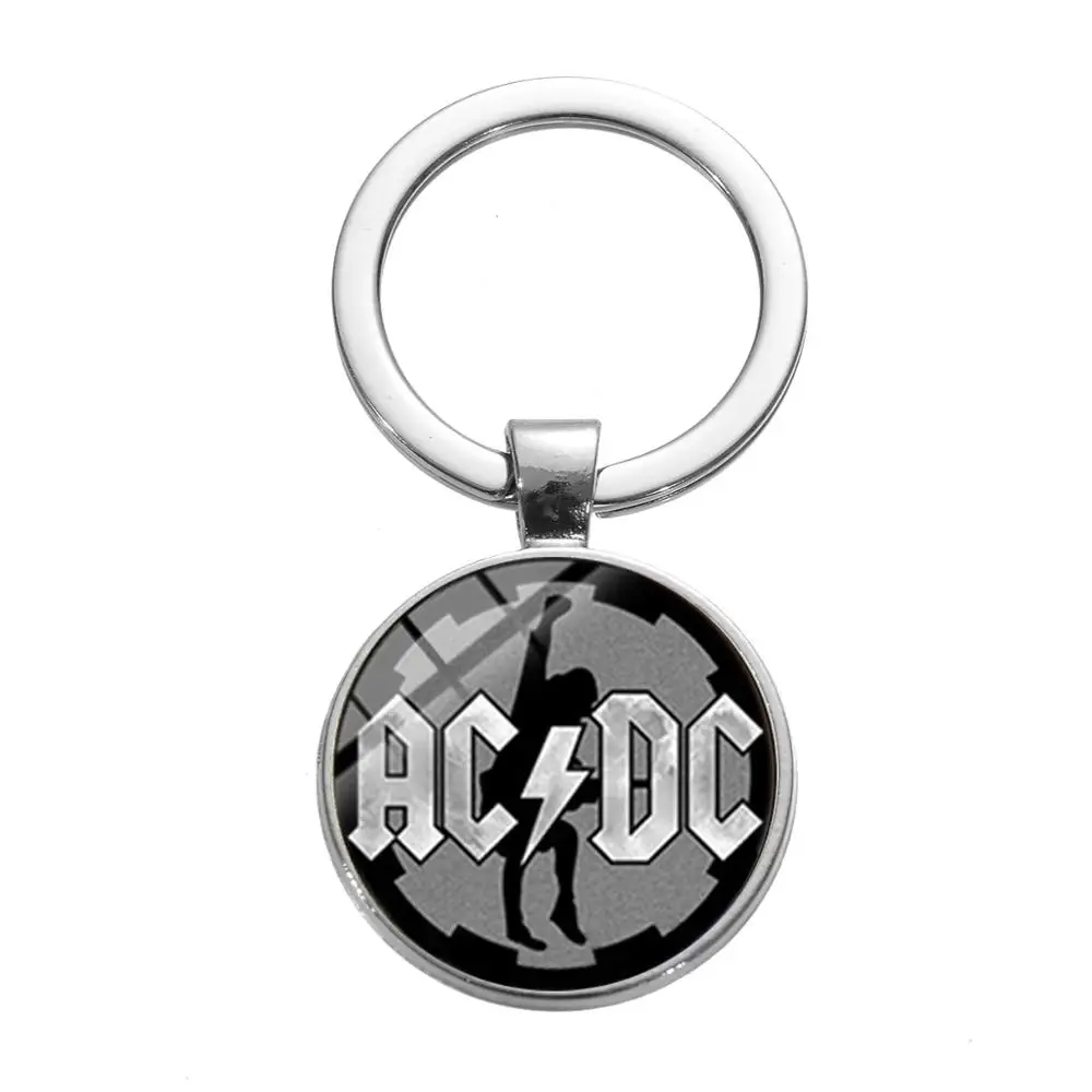 Style 5 SONGDA ACDC поп музыкальная Рок-Группа Вентиляторы брелок европейский и американский AC/DC Красный логотип стекло время драгоценный камень брелок с буквой цепи Мода - Цвет: Style 5