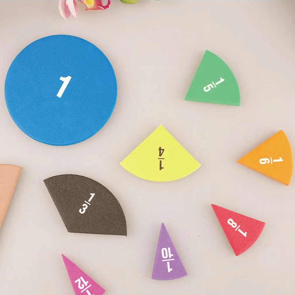 Juego de matem&aacute;ticas de educaci&oacute;n temprana para ni&ntilde;os, juego de matem&aacute;ticas sin im&aacute;n, con fracciones circulares, 51 piezas-2