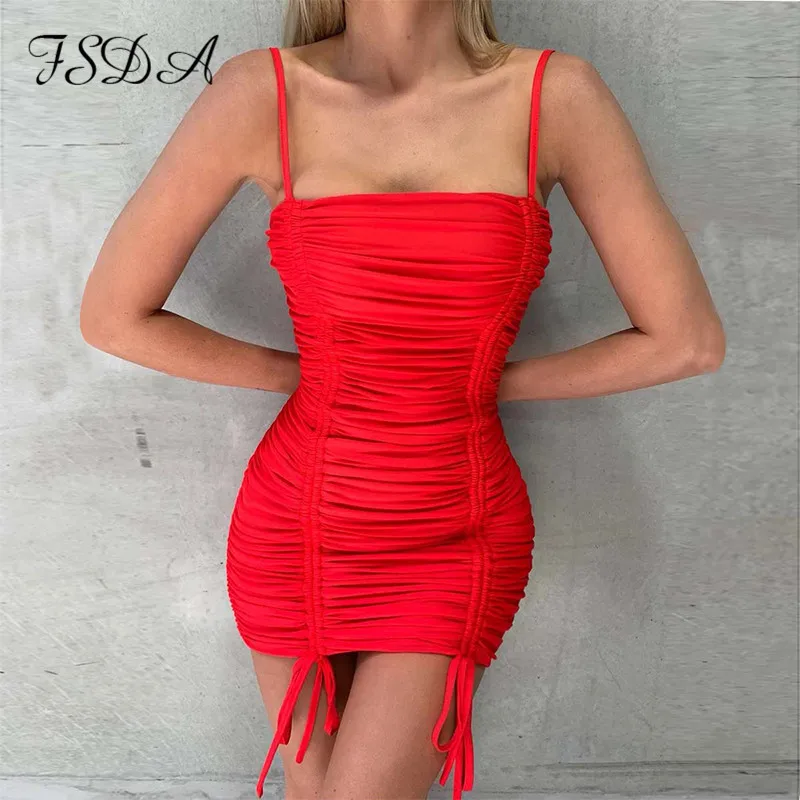 Летнее Бандажное пикантное платье FSDA облегающее женское белое на