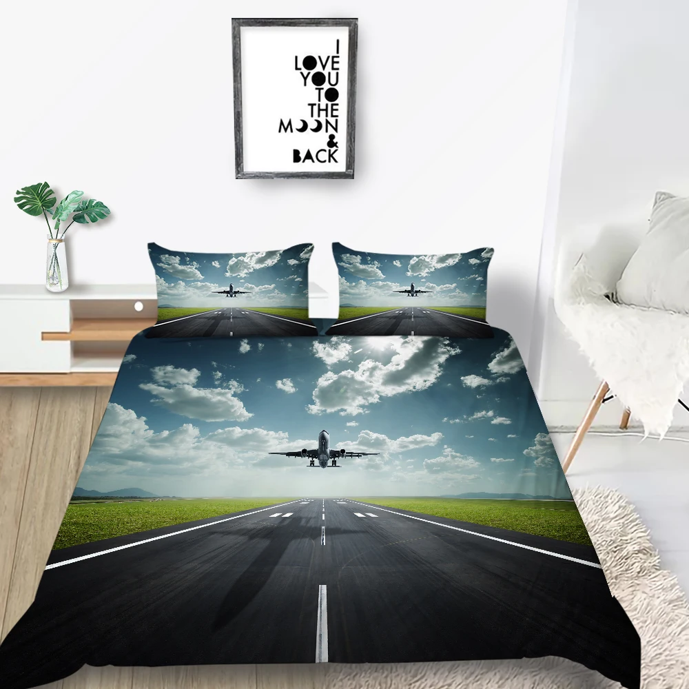 

Комплект постельного белья с самолетом, Королевский реалистичный Модный комплект постельного белья с пододеяльником 3D для аэропорта, Коро...