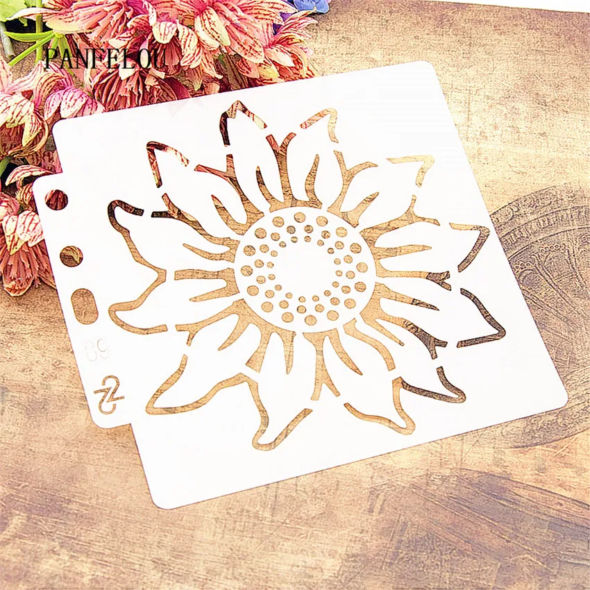 Подсолнухи диск Скрапбукинг трафареты спрей Пластиковая форма щит Сделай Сам