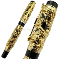 jinhao exquisite dragon phoenix rollerball pen metal carving embossing heavy pen golden black for office school home