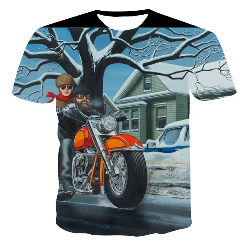 

2020 New Men's T-shirt 3d Printed O-neck Short-sleeved T-shirt Motorcycle Beauty Print Men's 3d T-shirt Casual Anime T-shirt Top