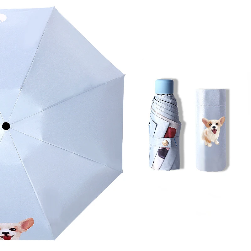 

Children Cartoon Dog Umbrella Mini Pocket Umbrella Windproof anti-UV Protection 5Folding Umbrella Portable Travel Rain Umbrella