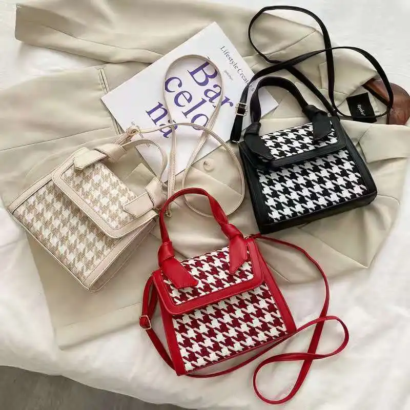 

Women's bag fashion new vintage all-match checkered bag portable small square bag shoulder bag cross-body bag