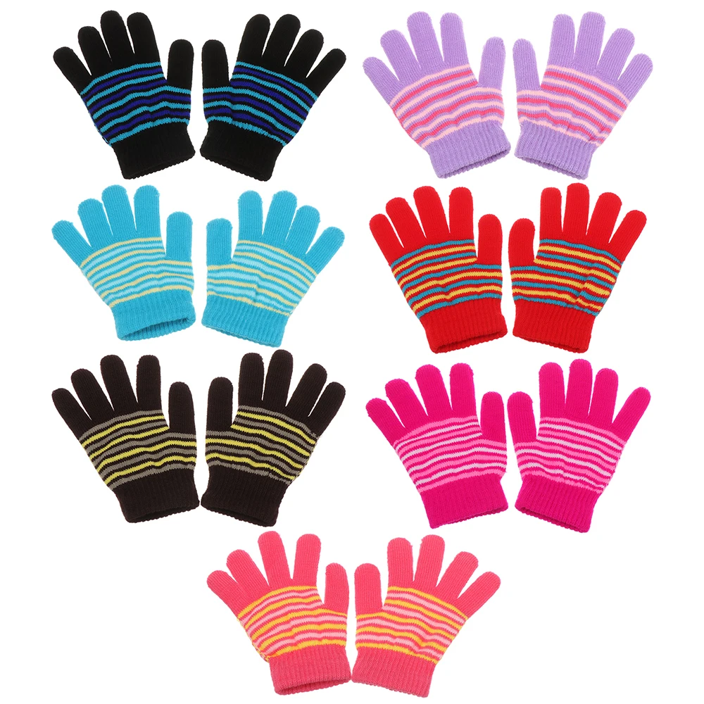 Зимние вязаные детские перчатки 1 пара теплые мягкие из кроличьей шерсти с