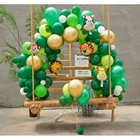 131 шт., зеленые фотообои для украшения джунглей, сафари, дня рождения