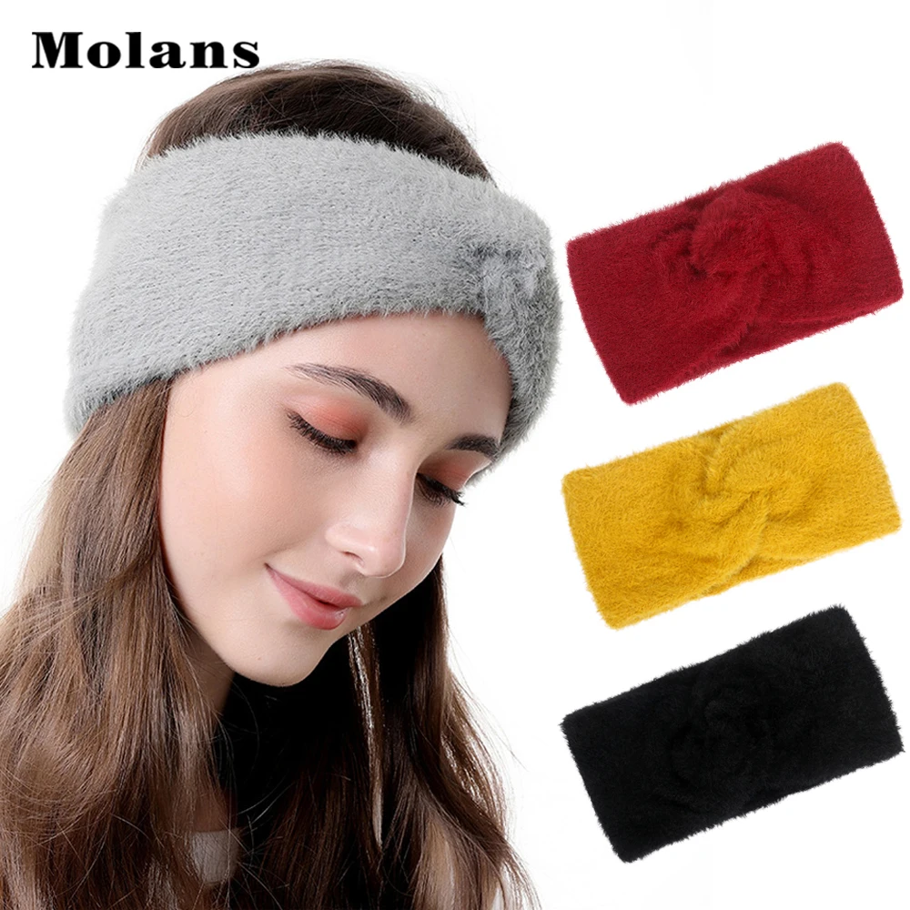 Пушистые головные повязки MOLANS ручной работы Осень зима имитация норкового