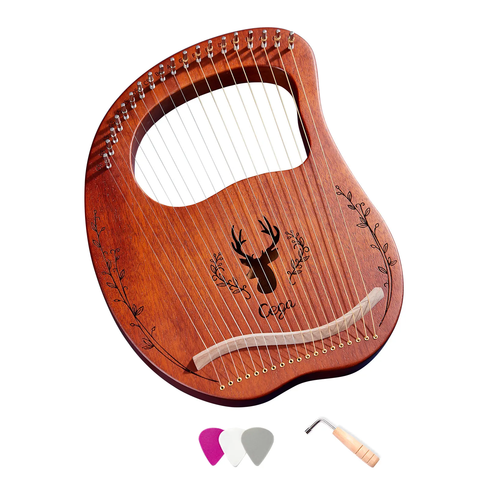 

19-String деревянный Лира Арфы резонансный ящик струнный инструмент с настройкой ключ, дюймовый стандарт 3 шт. выбирает