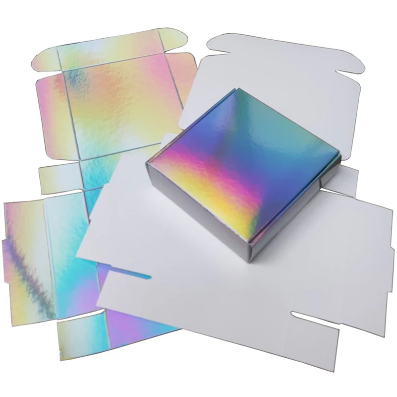 

Holographic Gift Paper Box for Party Wedding Souvenir Iridescent Packaging