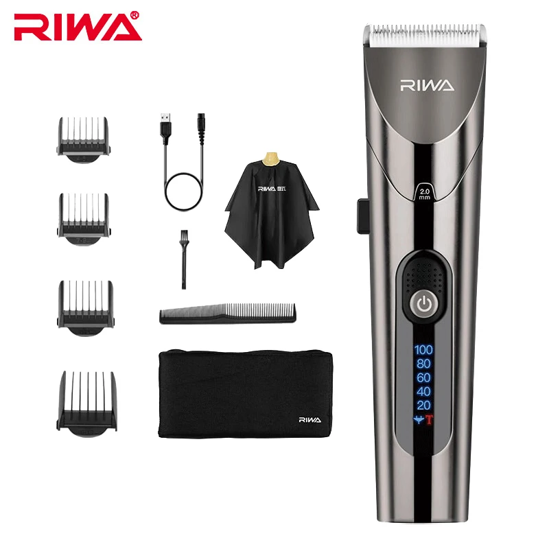 Машинка для стрижки волос RIWA, моющаяся, со светодиодный ным дисплеем, аккумуляторная, RE-6305