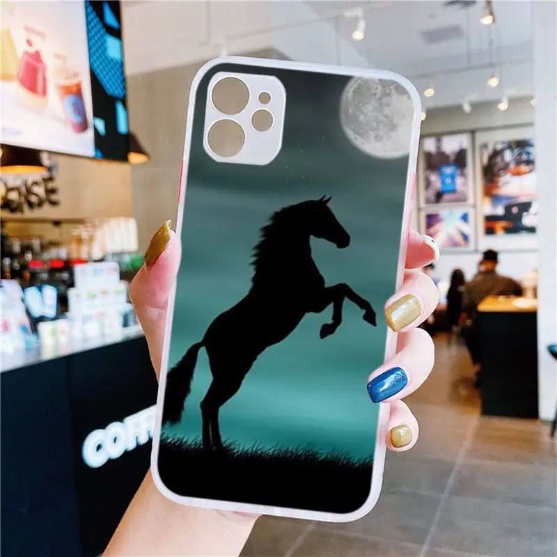

Fashion Horse Series Phone Case White Transparent Matte For IPhone7 8 11 12 S Mini Pro X XS XR MAX Plus Cover Shell