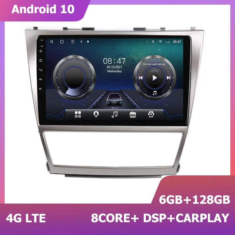 

10-дюймовый мультимедийный плеер hiрайот Android 11 для TOYOTA CAMRY 2006 2007 2008 2009 2010 2011 carplay 1280*720 DSP 8-ядерный автомобильный радиоприемник