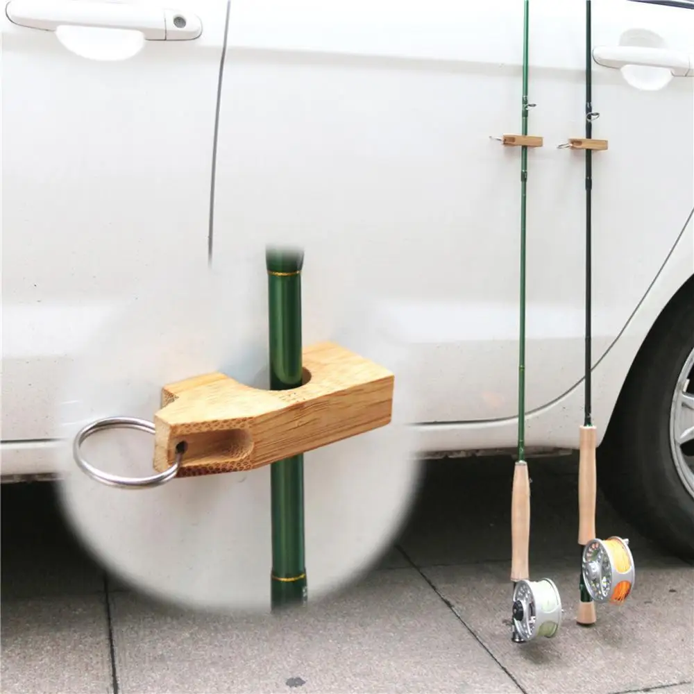 

45% Discounts Hot! 2Pcs Portable Mini Outdoor Fishing Rod Magnetic Wood Holder Stand Accessories