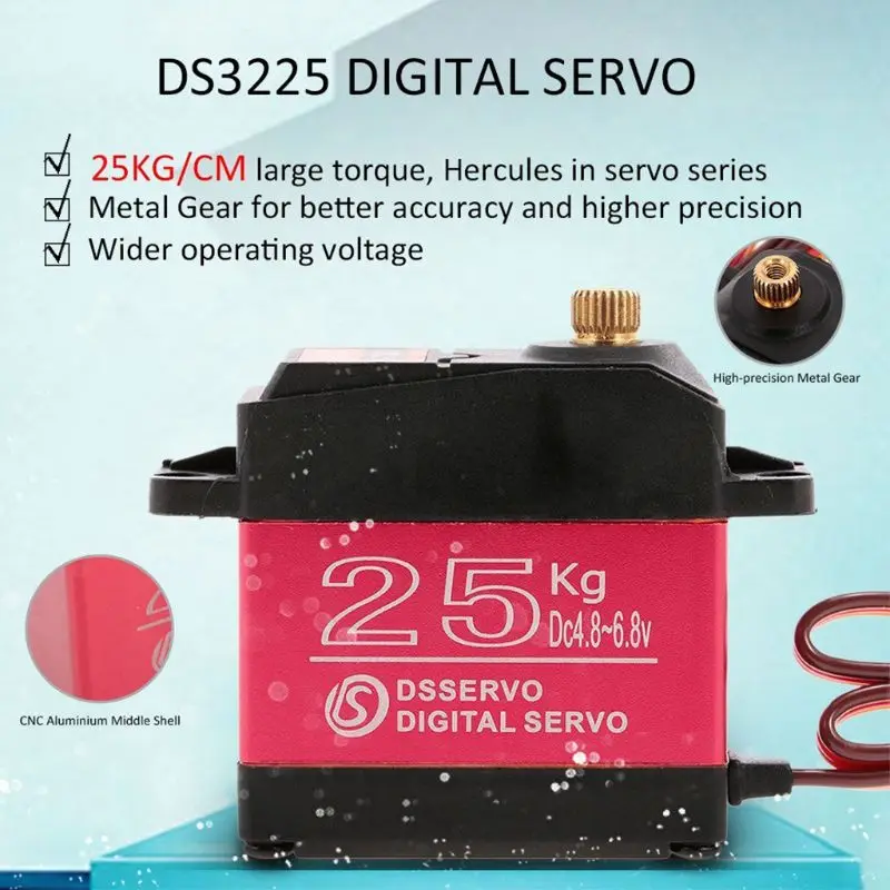 DS3225 сервопривод 25 кг металлический редуктор с высоким крутящим моментом водонепроницаемый цифровой сервопривод для RC автомобилей R7RB