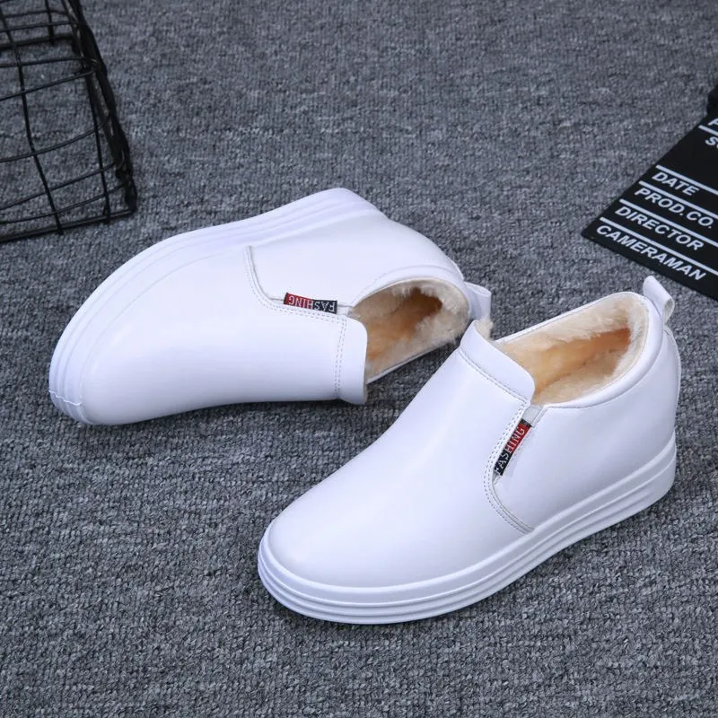 

2020 Spring and Autumn New Hidden Heel Platform Wear-Resistant Non-Slip Slip-on White Shoes Casual Sneakers for Women