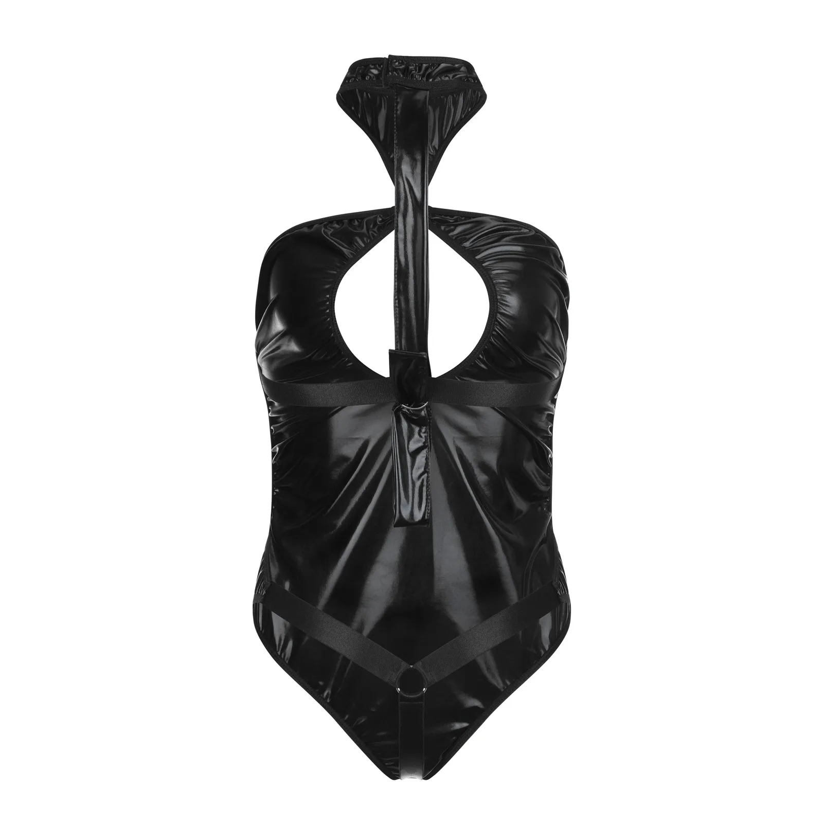 Эротическое сексуальное латексное боди нижнее белье с открытой спиной