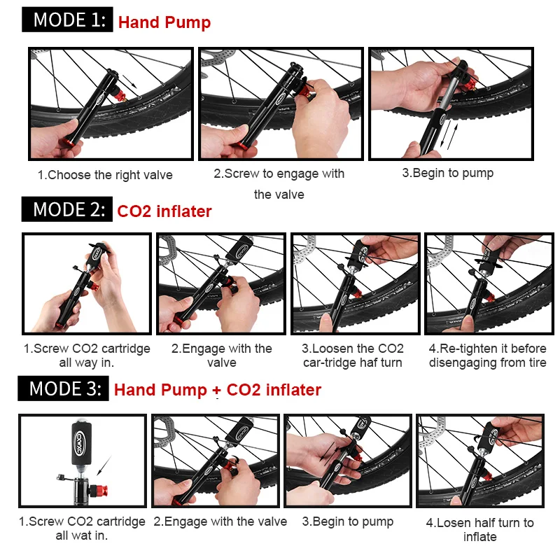 

Bicycle Pump Aluminum Alloy Portable Mountain Bike CO2 Hand Push Inflator Schrader Presta Adapter Can Add Nitrogen Inflator