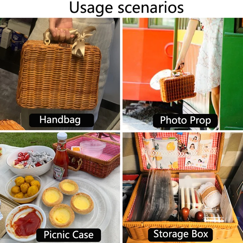 Плетеная костюм чехол Портативный Hanfmade ящик для хранения Винтаж натуральный