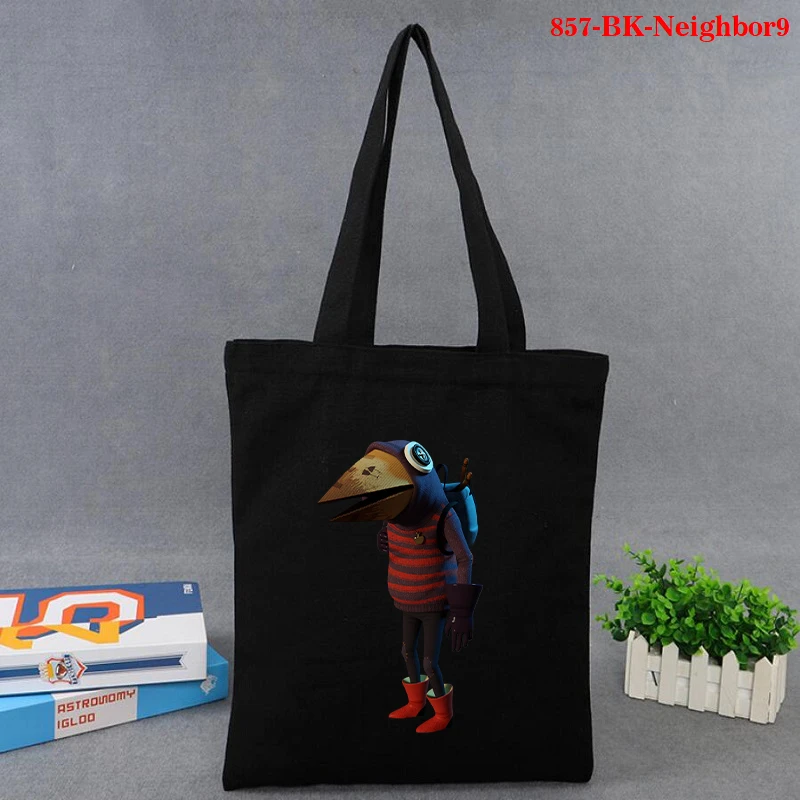 

New Arrival Hello Neighbor Print Canvas Bag Totes Shopping Bags Girls Casual Pacakge Fashion Shoulder Bag Graphic Handbag Totes