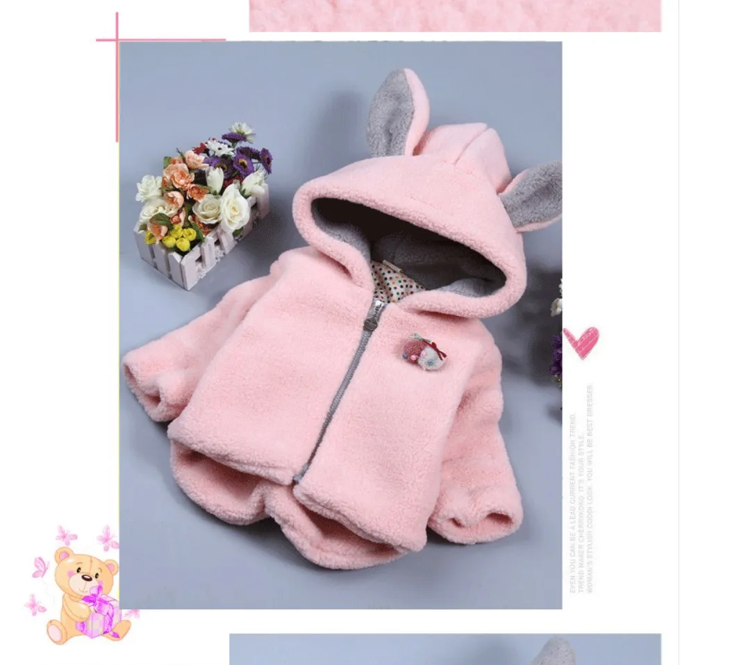 LOOZYKIT; зимнее пальто с капюшоном для маленьких девочек; одежда для детей; утепленные бархатные парки с заячьими ушками для маленьких девочек; шерстяной свитер
